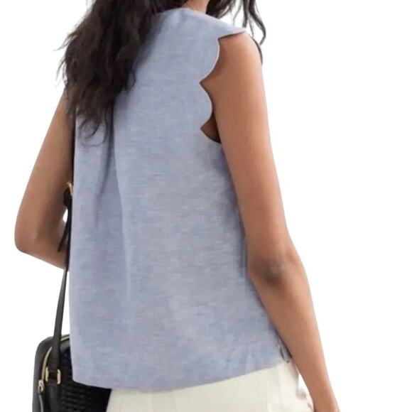 & Other Stories / Paris Atelier Linen Scalloped Blouse, Size 12 - Picture 4 of 15
